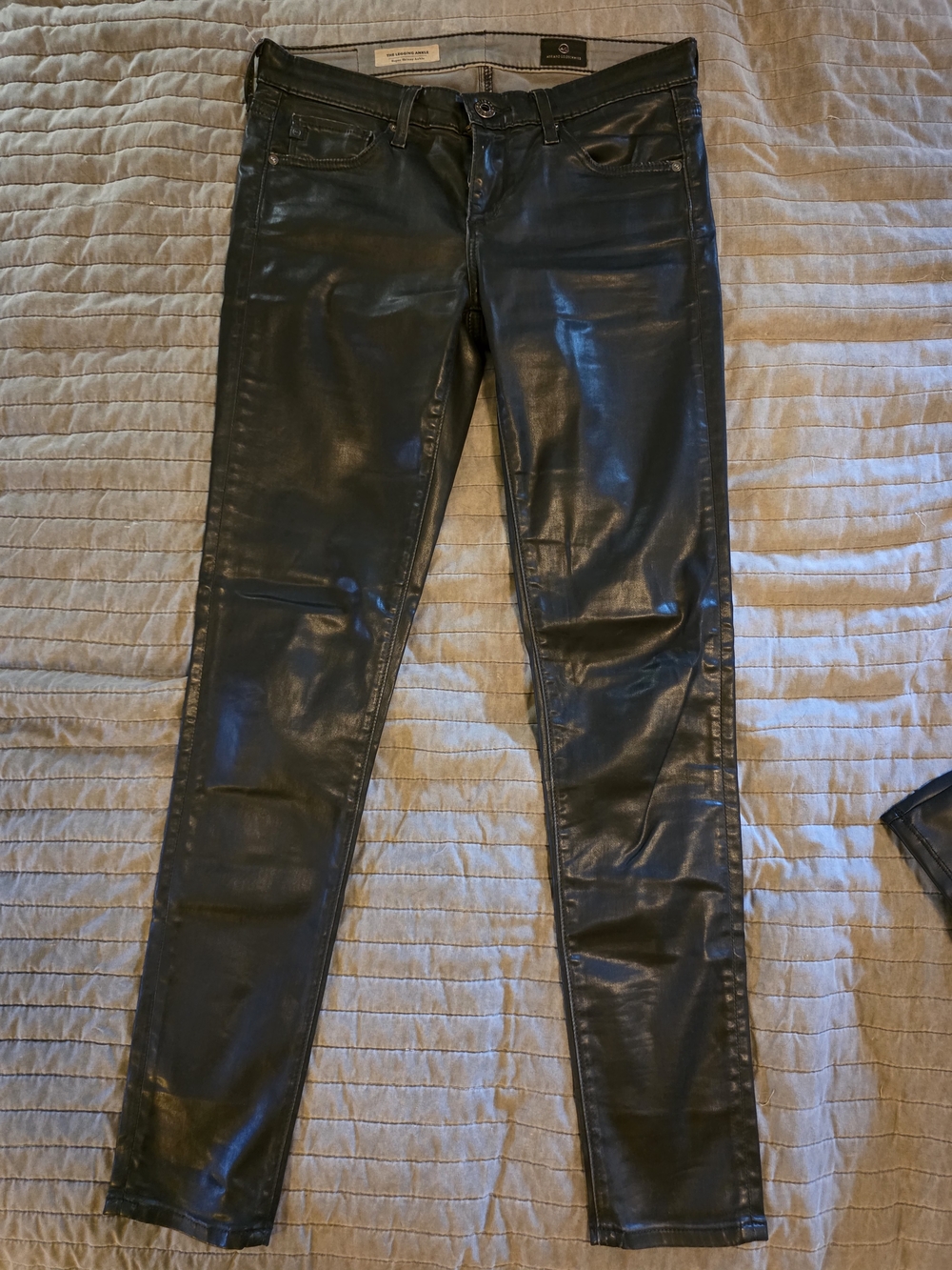 AG Coated Black Leather Look Skinny Pants